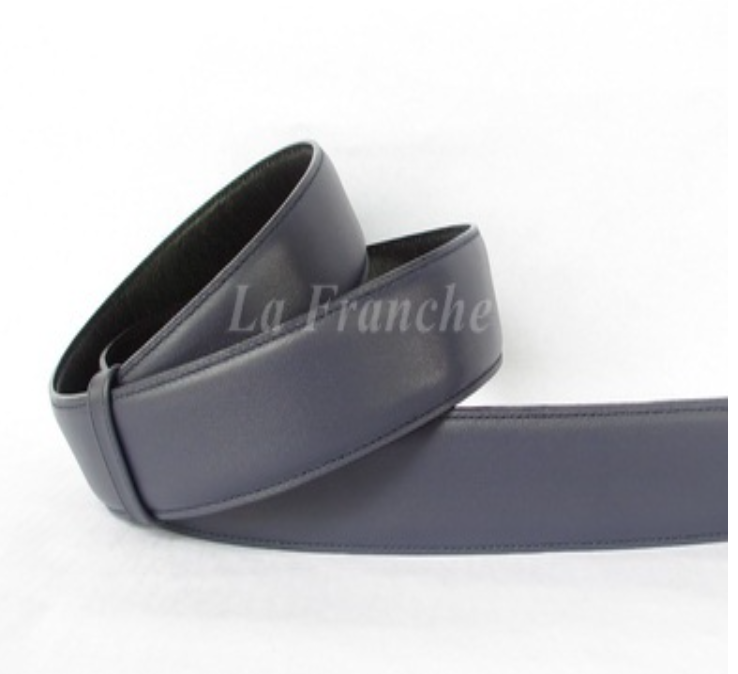 MAN70-เข็มขัดหนังวัวแท้ Nappa สีน้ำเงิน