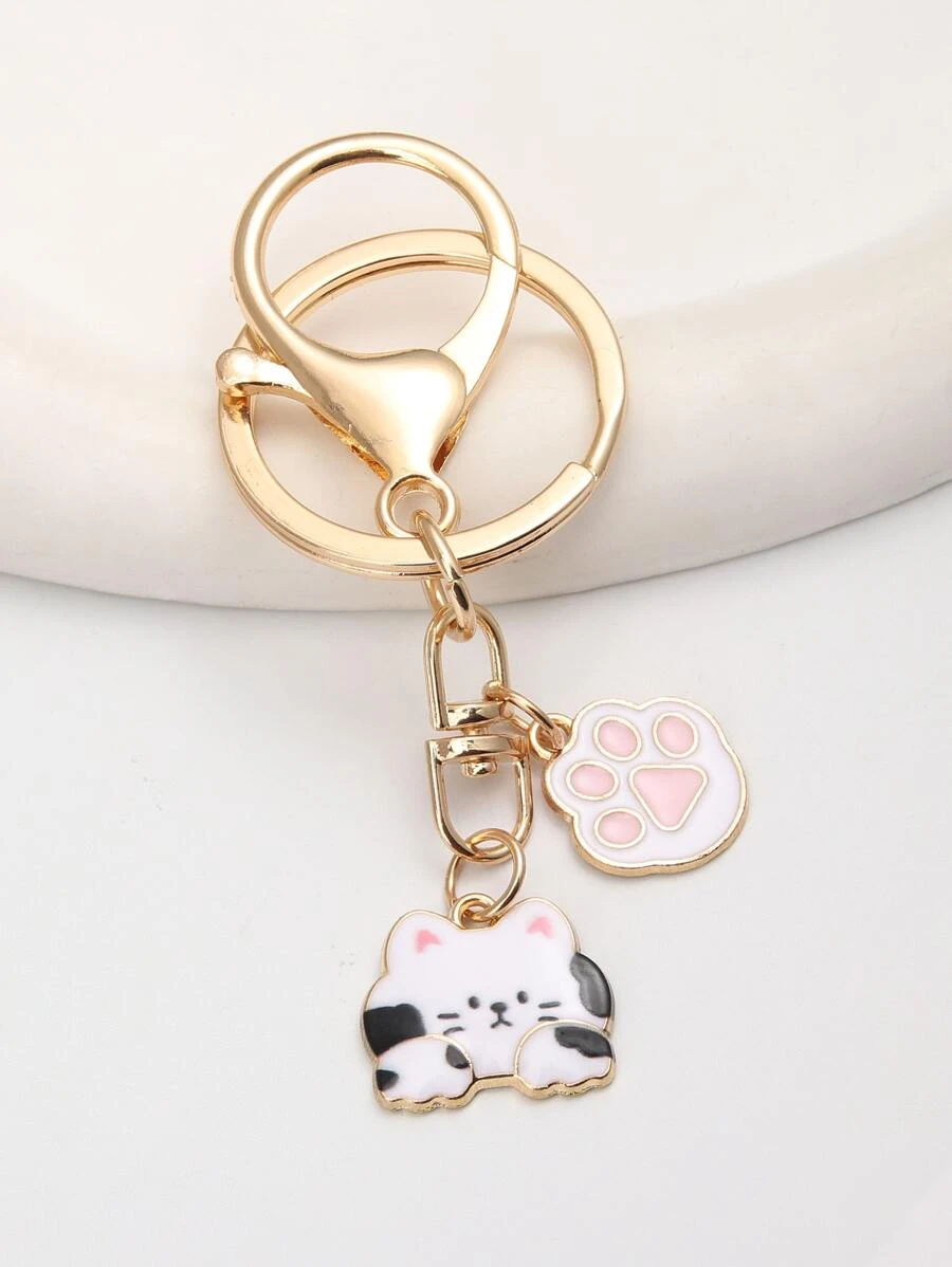 พวงกุญแจ แมว & อุ้งเท้า จี้  k-022
