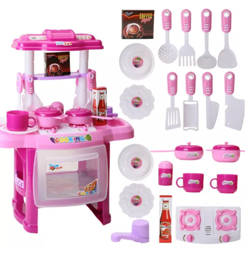 KID09-ชุดห้องครัว มีไฟ มีเสียง Kitchen play set ชุดห้องครัว 21 ชิ้น ของเล่น ครัวจำลอง ของเล่นเด็ก Toys สร้างเสริมพัฒนาการเด็ก ของเล่นสำหรับเด็ก kidtoy