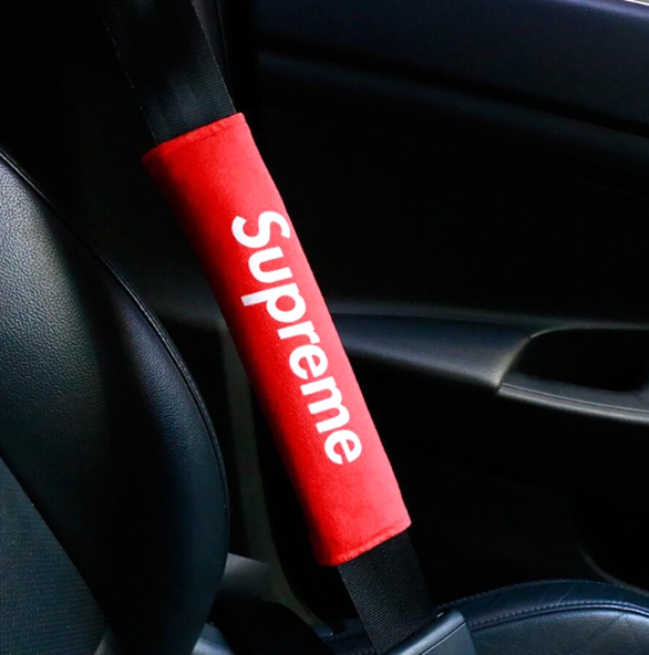 GX144-ปลอกหุ้มสายเข็มขัดนิรภัยรถยนต์ ลาย Supreme Pikachu Fujiwara Tofu Shop Champion 1 ชิ้น