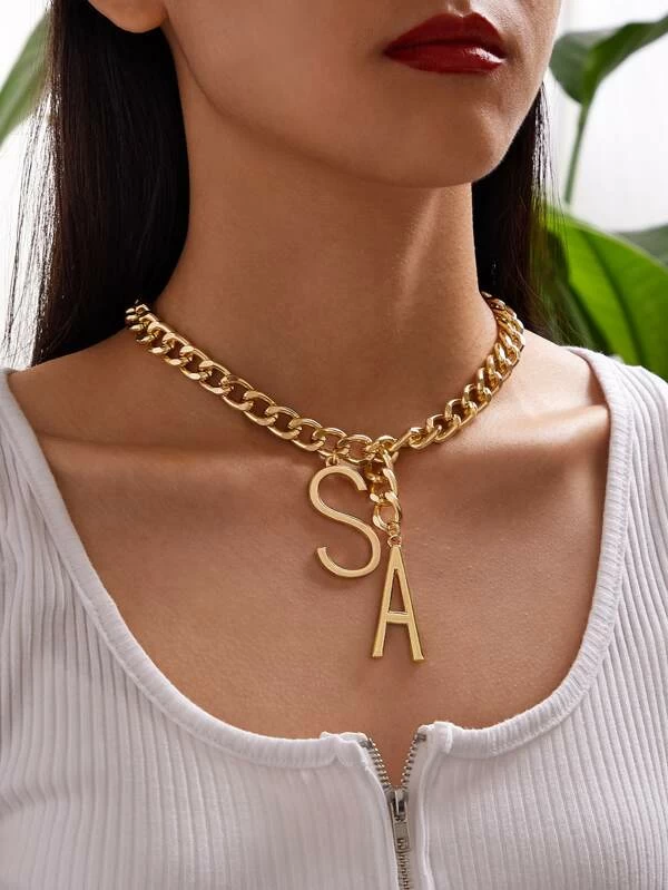 1 ชิ้นจดหมายเสน่ห์สร้อยคอโซ่  kk-235