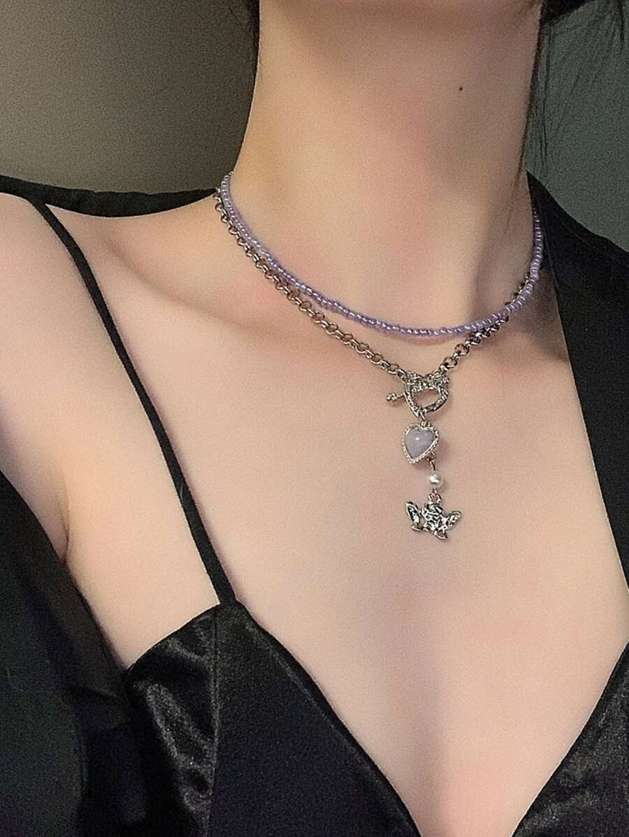 สร้อยคอ จี้ หัวใจ 2 ชิ้น kk-106