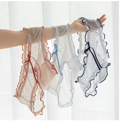 PAN32 กางเกงชั้นในผู้หญิง ผ้าฝ้าย แต่งลูกไม้ เอวกลาง สไตล์เกาหลี #U37