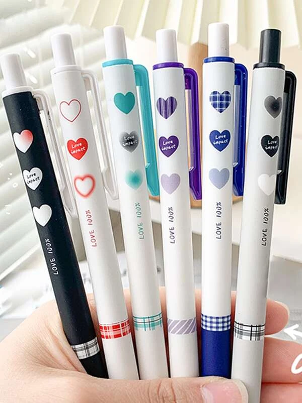 6 ชิ้น ลาย หัวใจ ปากกาลูกลื่น เซ็ต s-61