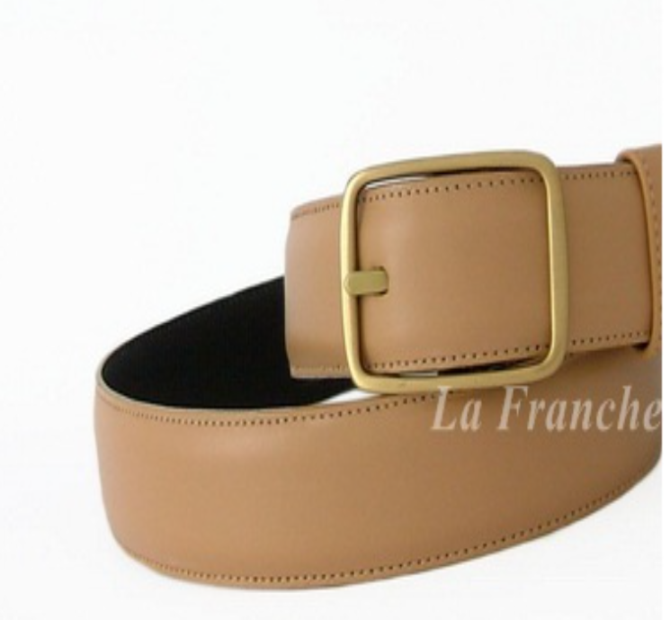 MAN78-เข็มขัดหนังวัวแท้คลาสสิคเบธ พร้อมหัวเข็มขัดทองเหลืองแท้แกนกลาง, กว้าง 1.2 นิ้ว