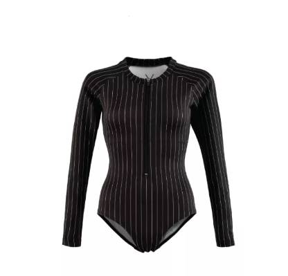 VA25-SS2022/1 PINSTRIPE BODYSUIT ชุดว่ายน้ำ บอดี้สูทแขนยาว มีฟองน้ำในตัวผ้าหนา กัน UV UPF 50+