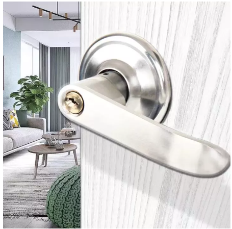 SA09-ลูกบิดก้านโยก ลูกบิดเขาควาย ก้านโยกเปิด-ปิดประตู พร้อมล็อคในตัว กุญแจ