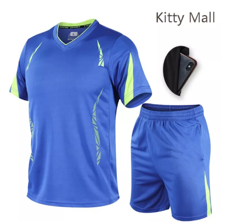 BIG87-ชุดกีฬาผู้ชาย แขนสั้น + เสื้อ ชุดกีฬาผู้ชาย ชุดแห้งเร็ว เสื้อแจ็คเก็ตกีฬาผู้ชาย เสื้อกีฬา ชุดฟุตบอล [กทม. พร้อมส่ง]