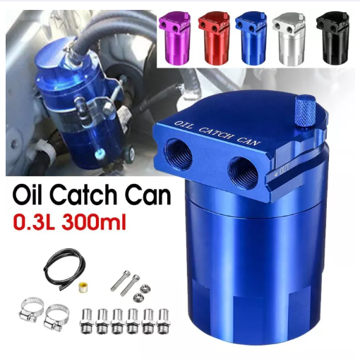 JIM03-300 มล. ถังดักจับน้ำมันเครื่องใน ถังดักไอน้ำมันเครื่อง อลูมิเนียม 0.9 L. สีน้ำเงิน (blue) 84-racing