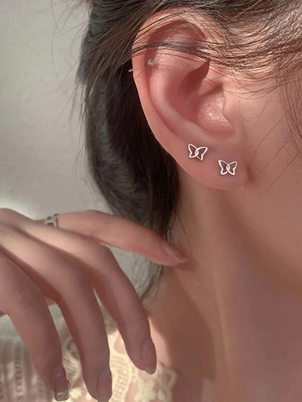 ต่างหู สตั๊ด การออกแบบ ผีเสื้อ e-25