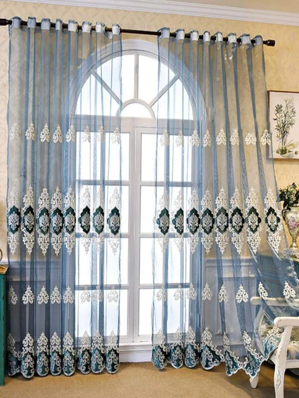 ผ้าม่าน ปักลาย ผ้าโปร่ง   068