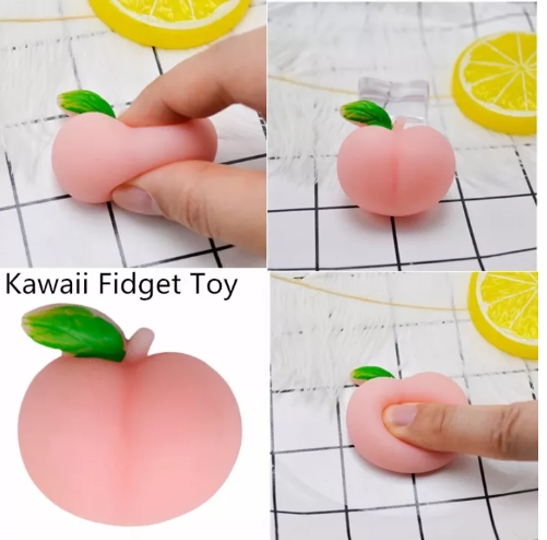 ONE13-บีบพีช ลูกพีชสามมิติ เปิดเครื่องรูดของเล่น หยิก กาวอ่อน TPR