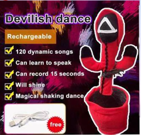 JIN83-น้องบอง tiktok USB ชาร์จได้ กระบองเพชรเต้นได้ 120 เพลง พูดตามได้ ของแท้100% อัดเสียงได้ ร้องเพลงได้ Tiktok Squid game