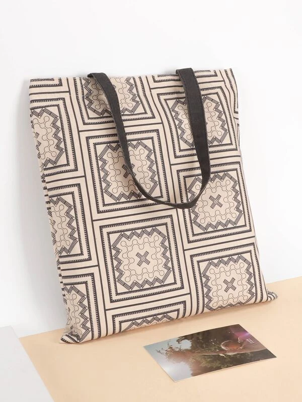 กระเป๋าช้อปปิ้ง ผ้าใบ ลวดลาย เรขาคณิต n-70