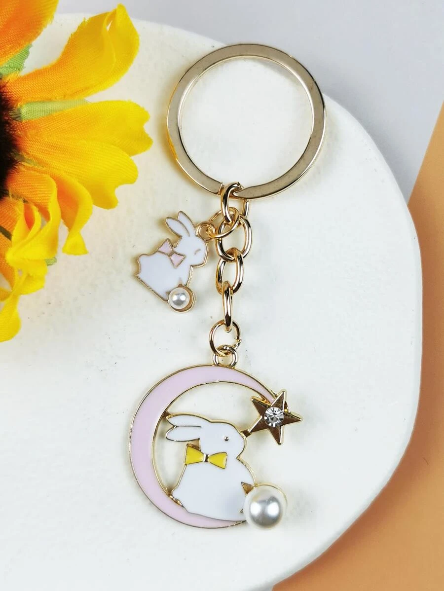 พวงกุญแจ กระต่าย & จี้ พระจันทร์  k-053