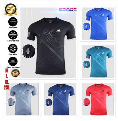 VIC69-พร้อมจัดส่ง พร้อมจัดส่ง เสื้อกีฬาคอกลม เสื้อแขนสั้นsport ลายพิมพ์ เสื้อออกกำลังกายผู้ชาย ผู้หญิง สวมใส่สบาย ซับเหงื่อได้ดี