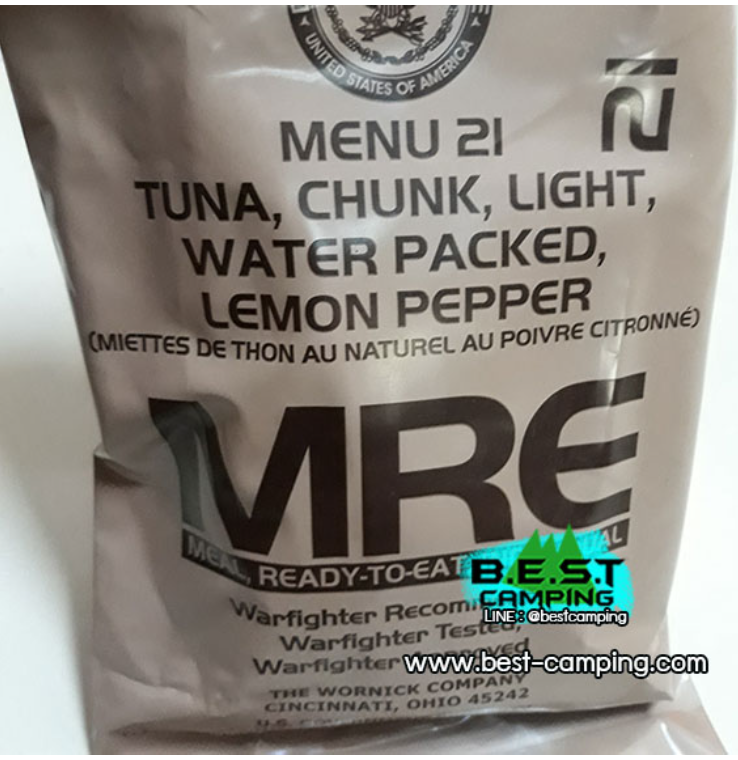 FD44-Menu21,TUNA,CHUNK,LIGHT,WATER PACKED,LEMON PEPPER,อาหารเดินป๋า,อาหารทหาร,อาหารฉุกเฉิน