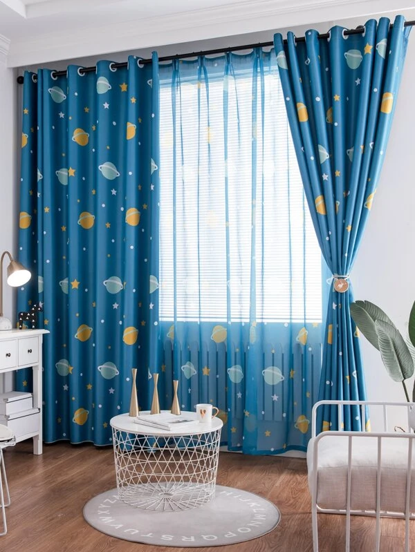 Kids Planet Print ม่านแผงเดียว  070