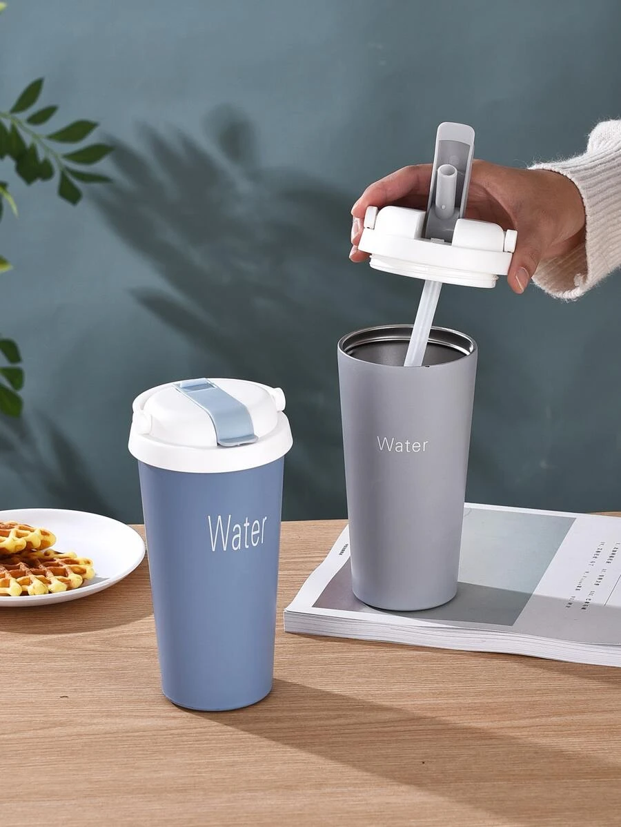 ขวดน้ำฉนวน กราฟฟิค ตัวอักษร สีสุ่ม 1 ชิ้น  pp-50