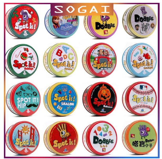 MM86-เกมไพ่ ปาร์ตี้ เกมไพ่ ความรู้ความเข้าใจของเด็ก spot it เกมจับคู่ภาพ Dobble Card Game Spot It Potte