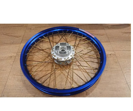 FU18-ชุดล้อน้ำเงินเข้ม YOKO ขอบเรียบดุมเดิมสีบอร์น ?พร้อมส่งซี่ชุบทอง 1.40x2 ใส่ W110i,W125i ปลาวาฬ