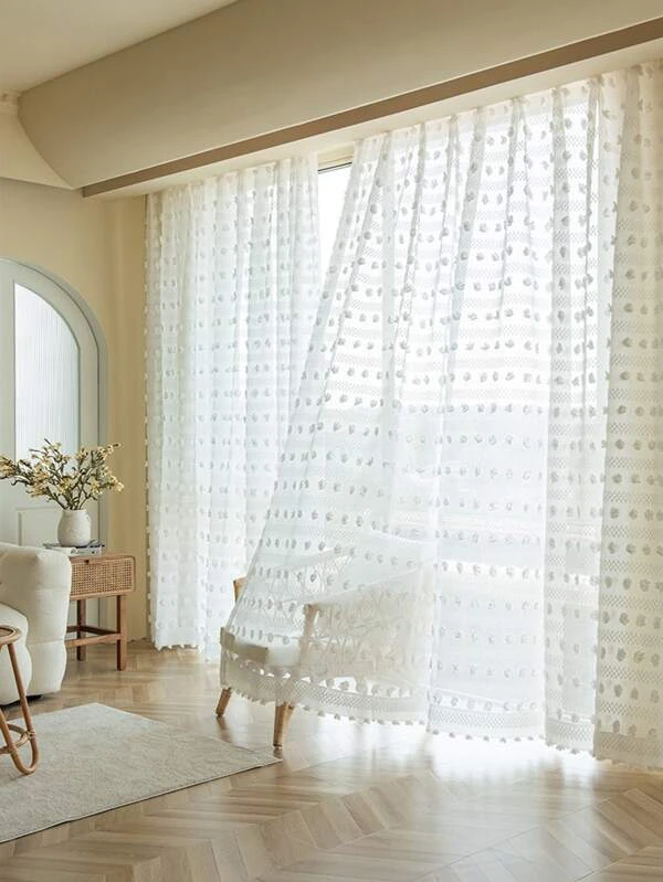 ผ้าม่านเดี่ยว ตกแต่ง ปอมปอม  035