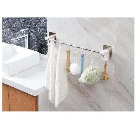 ROB20-ราวตากผ้าสแตนเลสในห้องน้ำแบบราวเดี่ยวรุ่นไม่ต้องเจาะ ติดตั้งง่าย