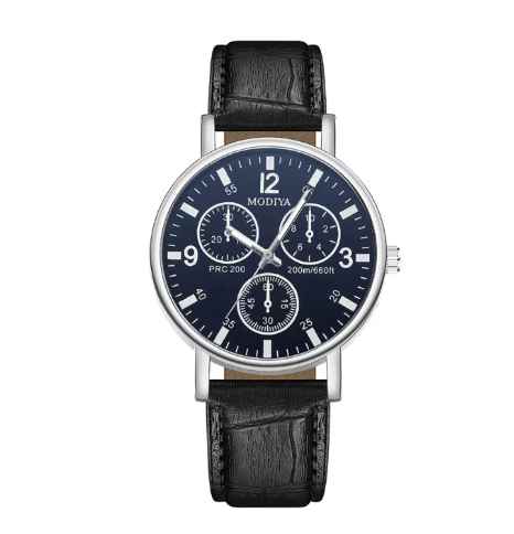 EW30-นาฬิกาข้อมือผู้ชายนาฬิกาควอทซ์หนัง PU เรียบง่ายธุรกิจ