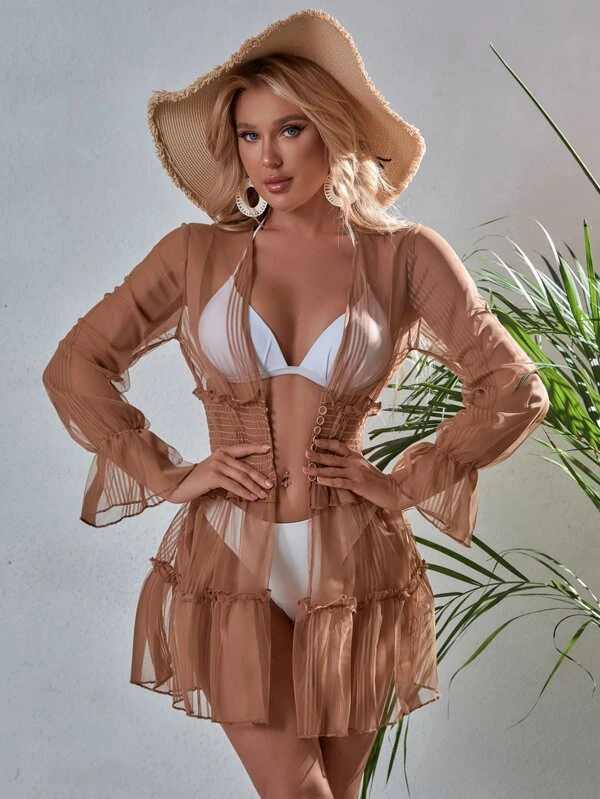 กิโมโน ผ้าย่น กระดุมหน้า  mm-103