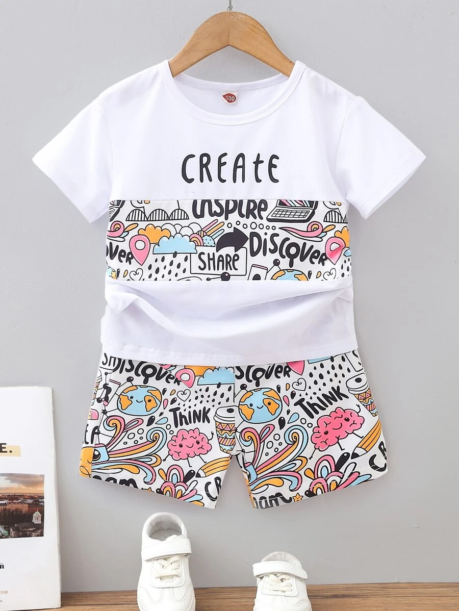 เด็กผู้ชายวัยหัดเดิน ตัวอักษร & ภาพพิมพ์รูปกราฟฟิตี้ b-88