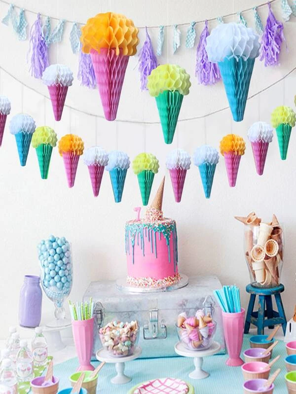 ปอมปอม เนื้อเยื่อ รูปร่าง ไอศกรีม สุ่ม 4 ชิ้น p-29