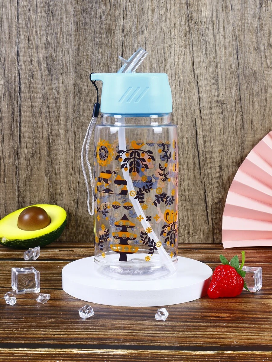 ขวดน้ำดื่ม พกพาได้ น้ำ ดอกไม้ & ลาย ใบไม้ สำหรับ กลางแจ้ง 1 ชิ้น  pp-83