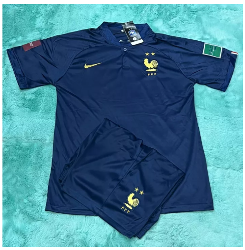 Z55-ชุดบอล ทีมชาติฝรั่งเศส France Home ปี2022/23 แขนสั้น คอกลม ครบชุด เสื้อพร้อมกางเกง มีครบไซส์ ใหม่ล่าสุด