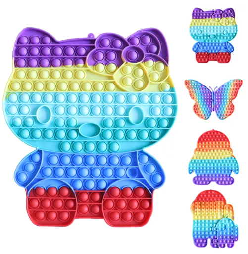 GO21-ขนาดใหญ่ รุ้ง ของเล่นคลายเครียด Push Bubble บีบอัดของเล่นเด็กผู้ใหญ่ ของเล่นบรรเทาออทิสติกการ