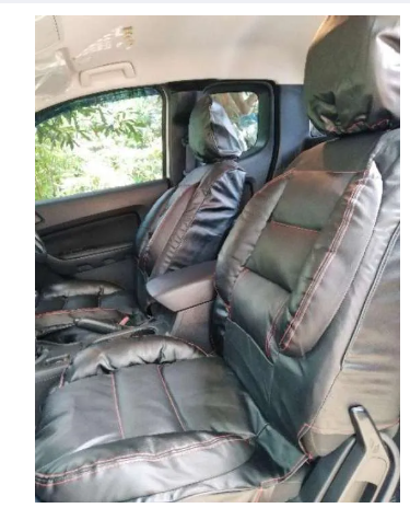 RE64-ชุดหุ้มเบาะรถยนต์ แบบสวมทับ Free Size สีดำ(ด้ายแดง) ชุดหุ้มเบาะรถ ชุดคู่หน้า ใช้ได้ทั้งรถกระบะและรถเก๋ง