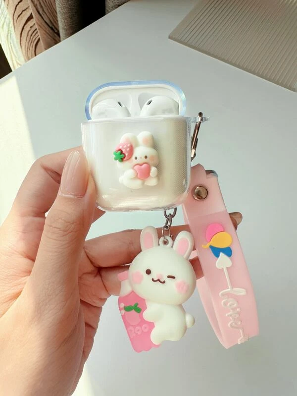 เคสหูฟัง การ์ตูน ตกแต่ง กระต่าย โปร่งใส e-71