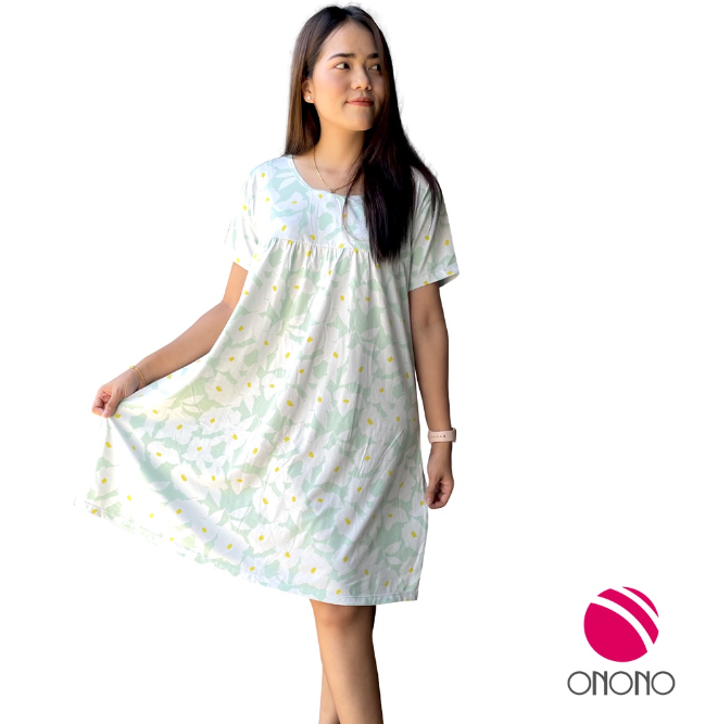 ON40>ONONO ชุดนอนกระโปรงแขนสั้นลายดอกไม้ - รุ่น OC1043