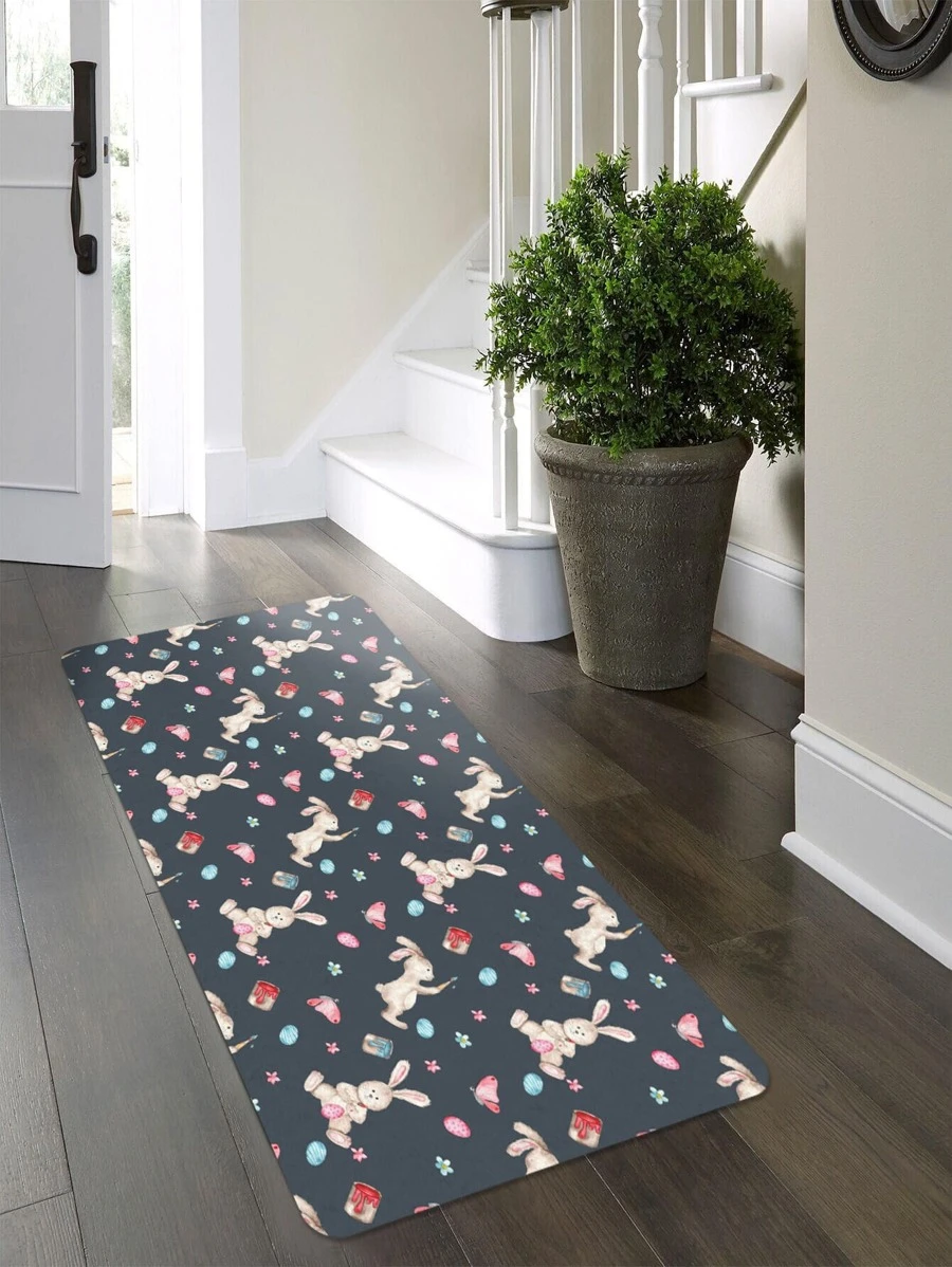 พรมห้องครัว อีสเตอร์ กระต่าย & ลาย เห็ด กันลื่น 1 ชิ้น  jj-17