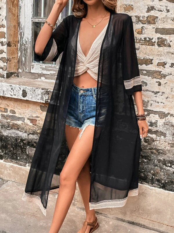 กิโมโน ตกแต่งด้วยลูกไม้ เปิดหน้า mm-81