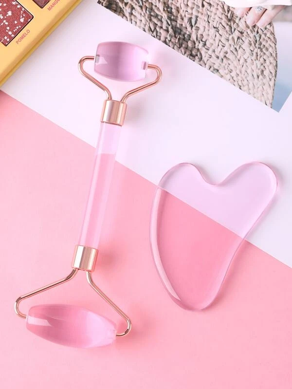 1 ชิ้น ลูกกลิ้งนวดหน้า หิน & 1 ชิ้น กระดานกัวซา d-4