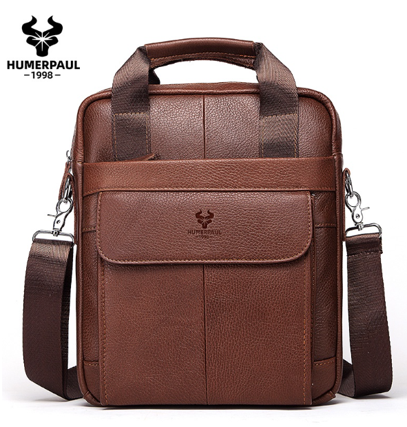 HU32-HUMERPAUL กระเป๋าสะพายหนังวัวแท้ แฟชั่น สำหรับผู้ชาย