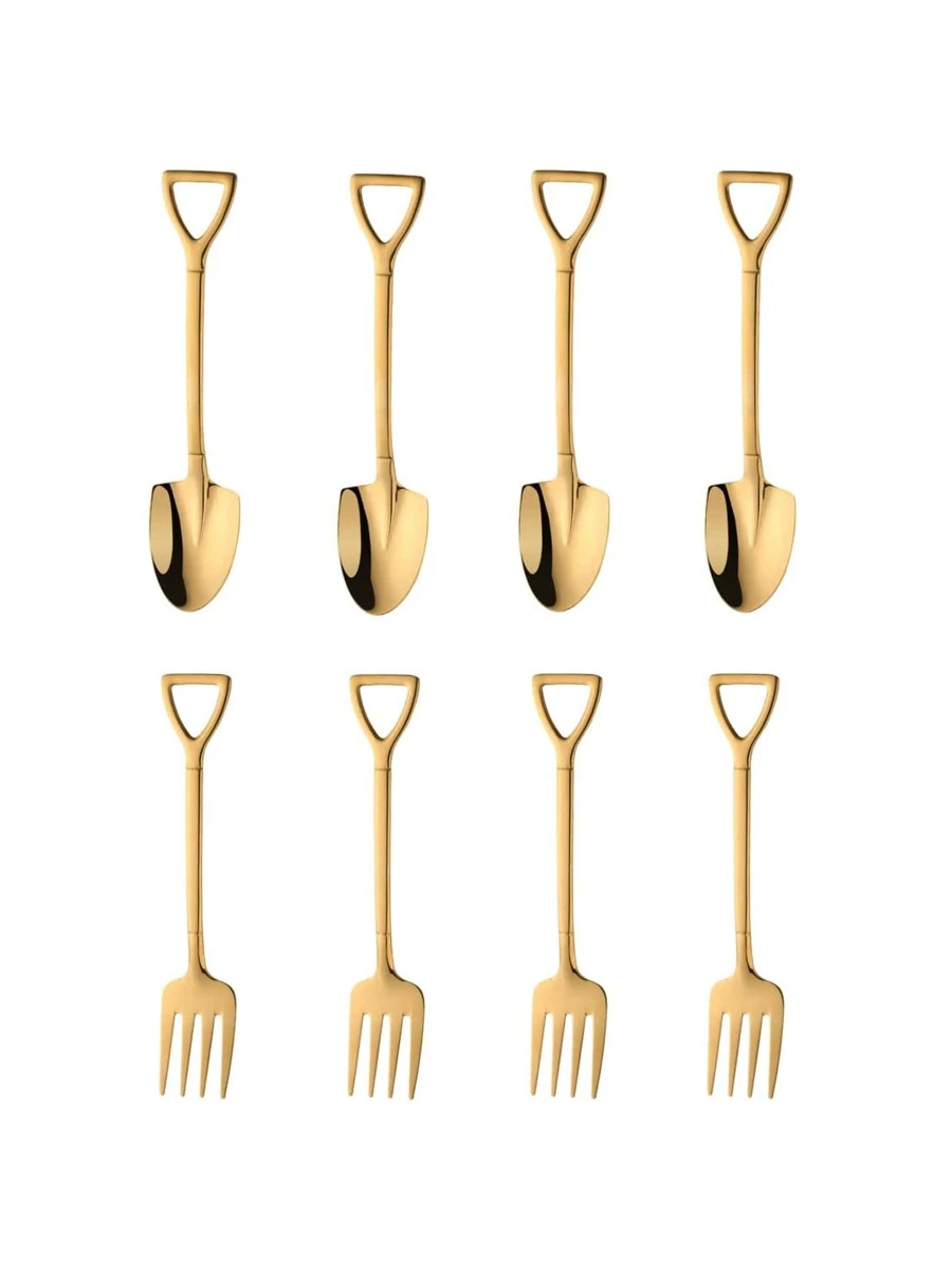 ช้อน ครัว รูปพลั่ว 4 ชิ้น & ส้อม 4 ชิ้น สำหรับปาร์ตี้ hh-28