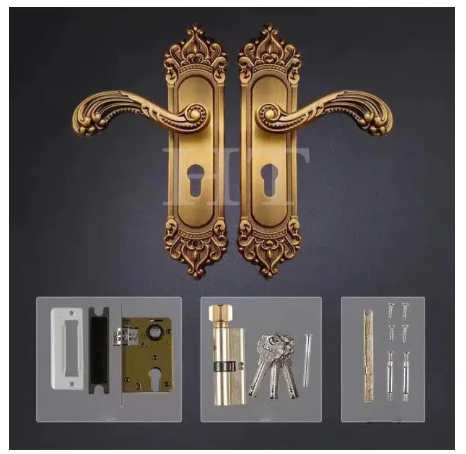 SA14-ลูกบิดก้านโยกห้องนอนสไตล์ยุโรป สีน้ำตาล ไร้เสียง ติดตั้งประตูไม้ ติดตั้งง่าย !!