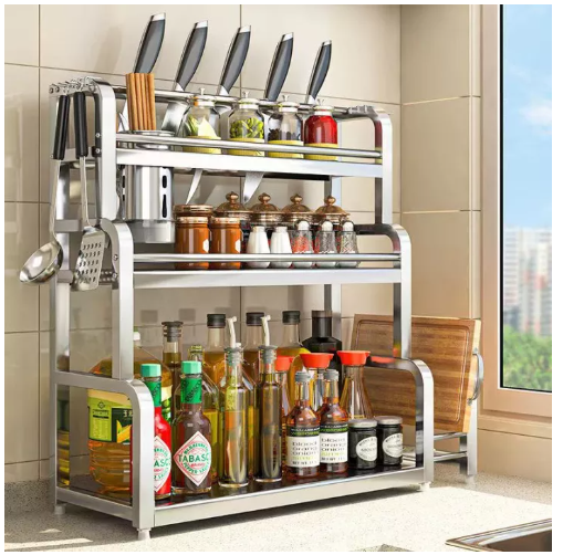 KIT89-SHT ช้ันวางเครื่องปรุง ชั้นวางของ ชั้นวางของอเนกประสงค์ ชั้นวางเครื่องปรุงรส ชั้นวางอุปกรณ์ในห้องครัว พร้อมตะขอ มีทั้งหมด 4 แบบ