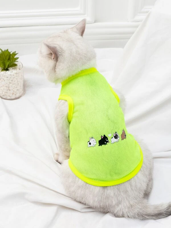 เสื้อกล้าม สัตว์เลี้ยง ลาย การ์ตูน สุนัข ตาข่าย  ม-25