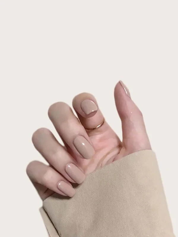 24 ชิ้น เล็บปลอม ทรงเหลี่ยม สั้น & ตะไบเล็บ 1 ชิ้น & เทป 1 แผ่น c-34