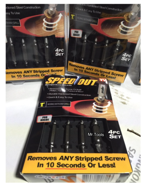 MW37-SPEED OUT ชุดถอนสกรูเกลียวซ้าย 4ตัวชุด ชุดเครื่องมือถอนหัวน็อต /สกรู/ตะปู ที่หักหรือขาดคา
