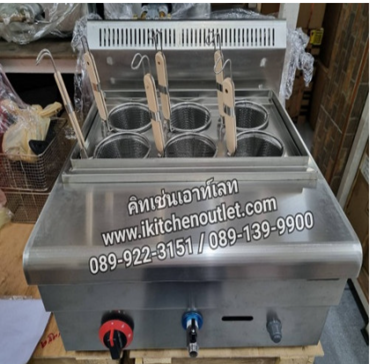 DEE14-เตาลวกเส้นอูด้ง ลวกเส้นปลา ขนาด 6 ช่อง ใช้แก๊ส