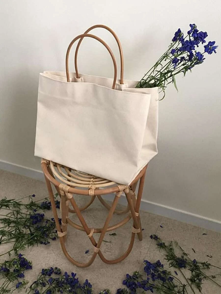 กระเป๋าช้อปปิ้ง ผ้าใบ มินิมอล ความจุสูงv-17