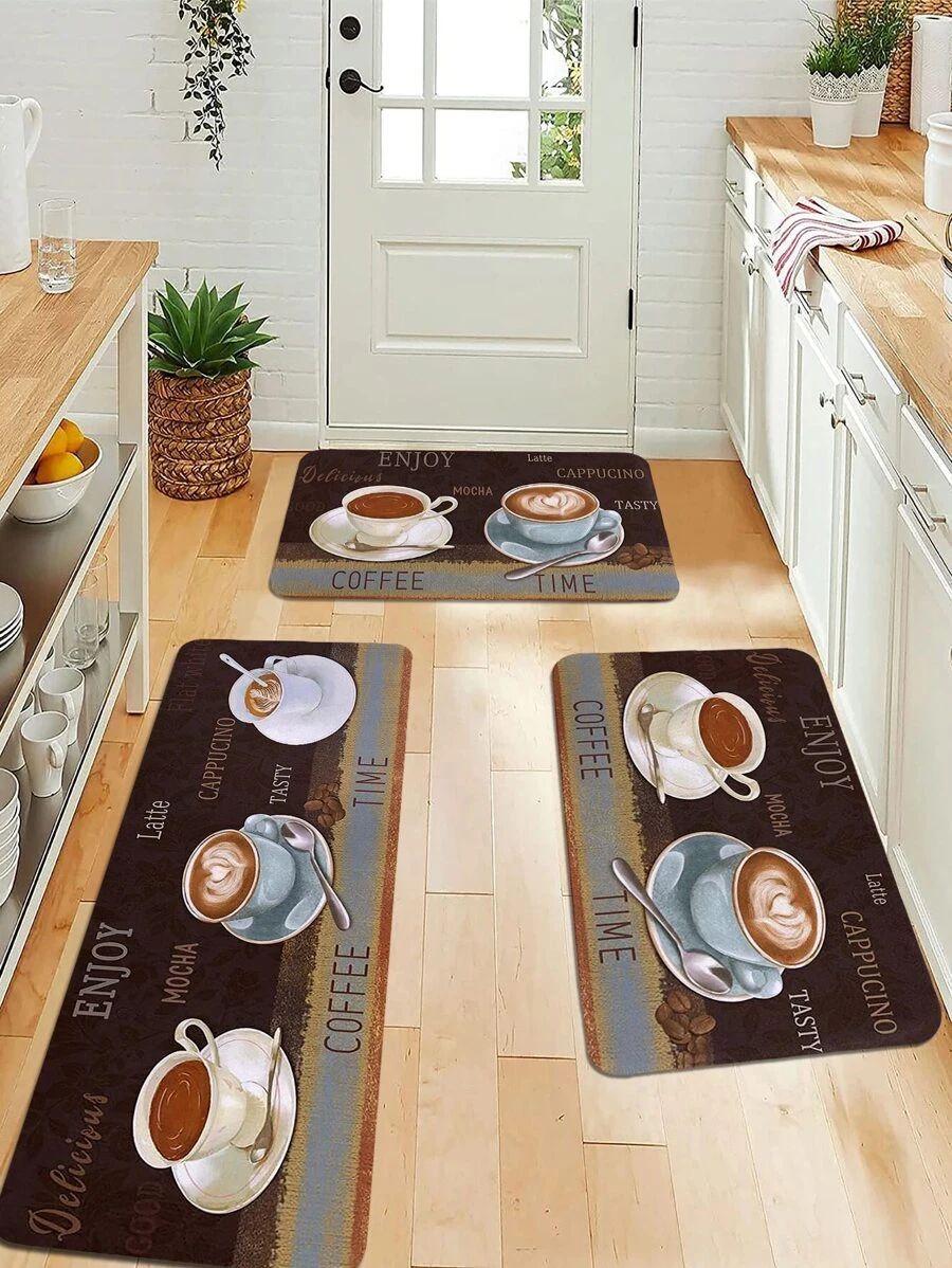 พรมห้องครัว ลาย กาแฟ กันลื่น 1 ชิ้น jj-26